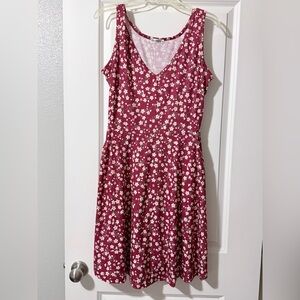 Fun Floral Midi Dress in Burgundy.